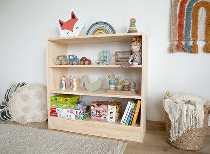 Montessori Spielzeugregal,  spielzeug & bücherschrank