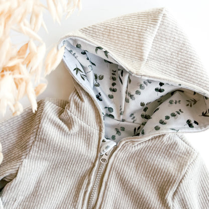 Montessori Cordjacke für Baby und Kind Eukaliptus in Beige