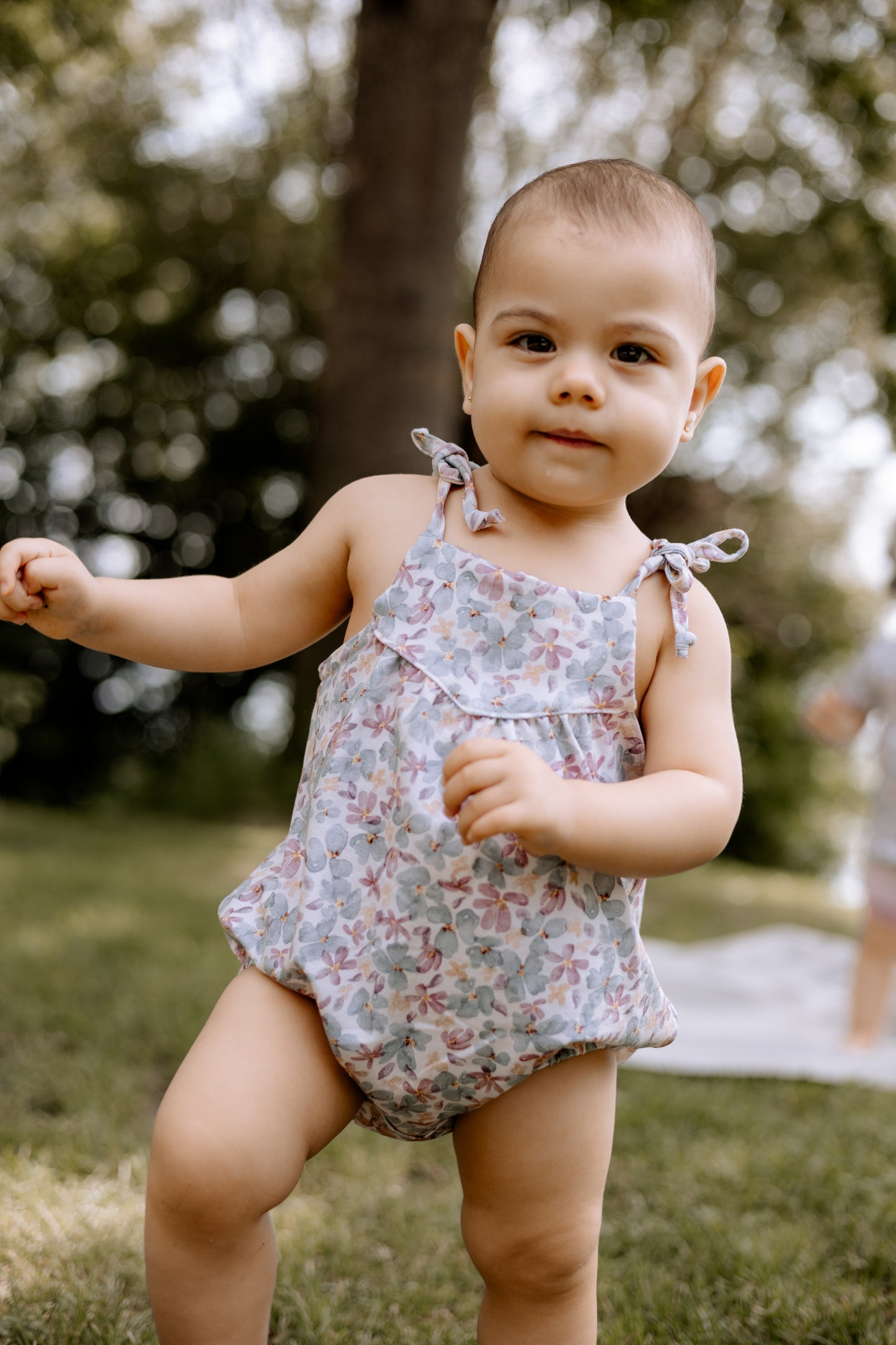 Pop Romper | Strampler, Aqua Blumen