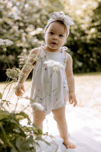 Pop Romper | Strampler, Aqua Blumen
