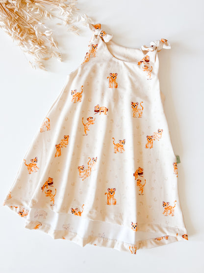 Mädchenkleid mit Schleife und Zipfelsaum, Leopard
