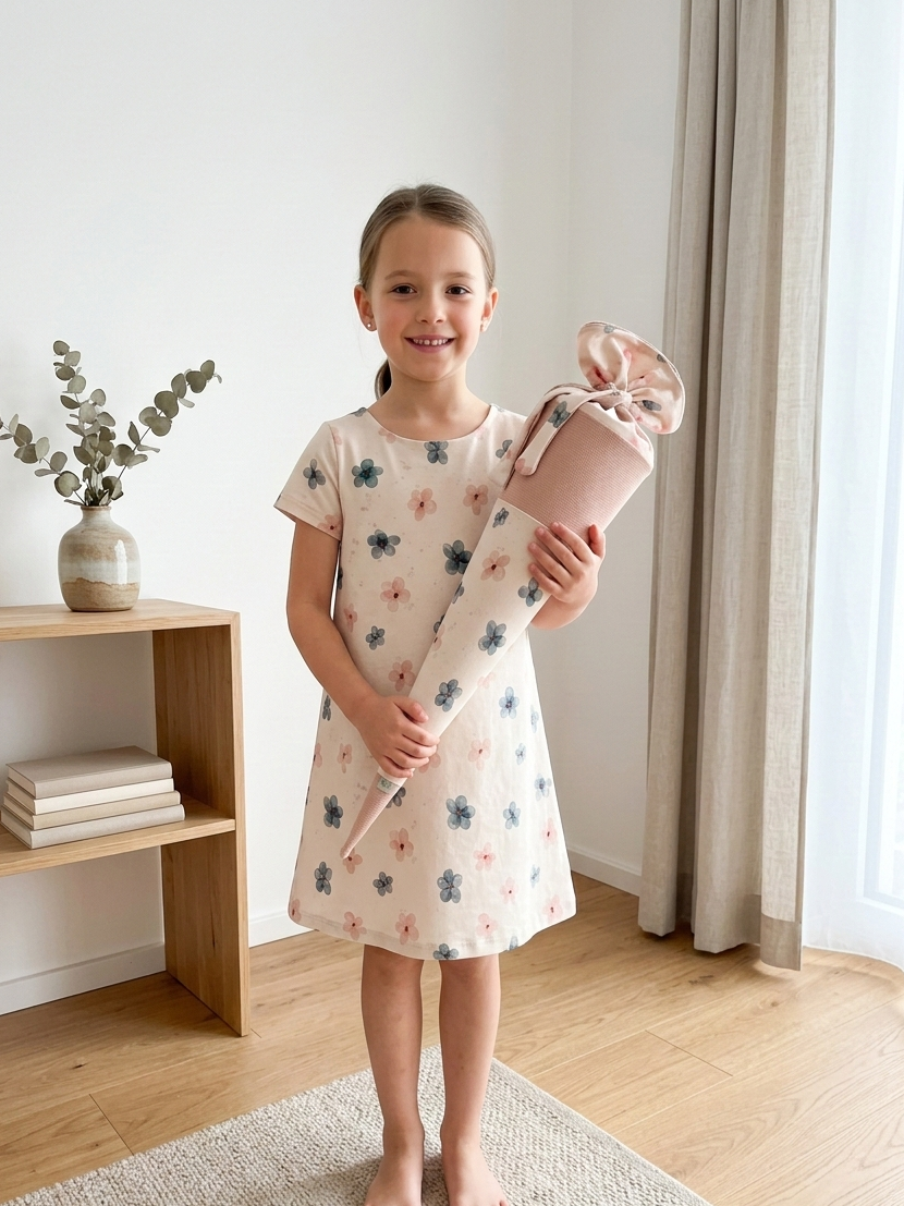 Personalisierte schultüte, Aqua Blumen - 70cm