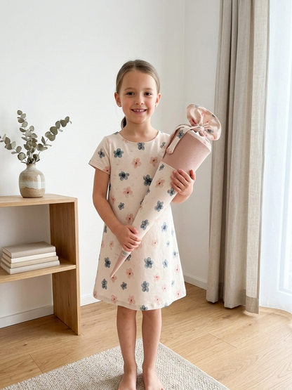 Personalisierte schultüte, Aqua Blumen - 70cm