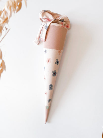 Personalisierte schultüte, Aqua Blumen - 70cm