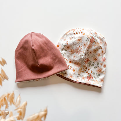 Wendemütze für Baby und Kind, Rosa & Blumen