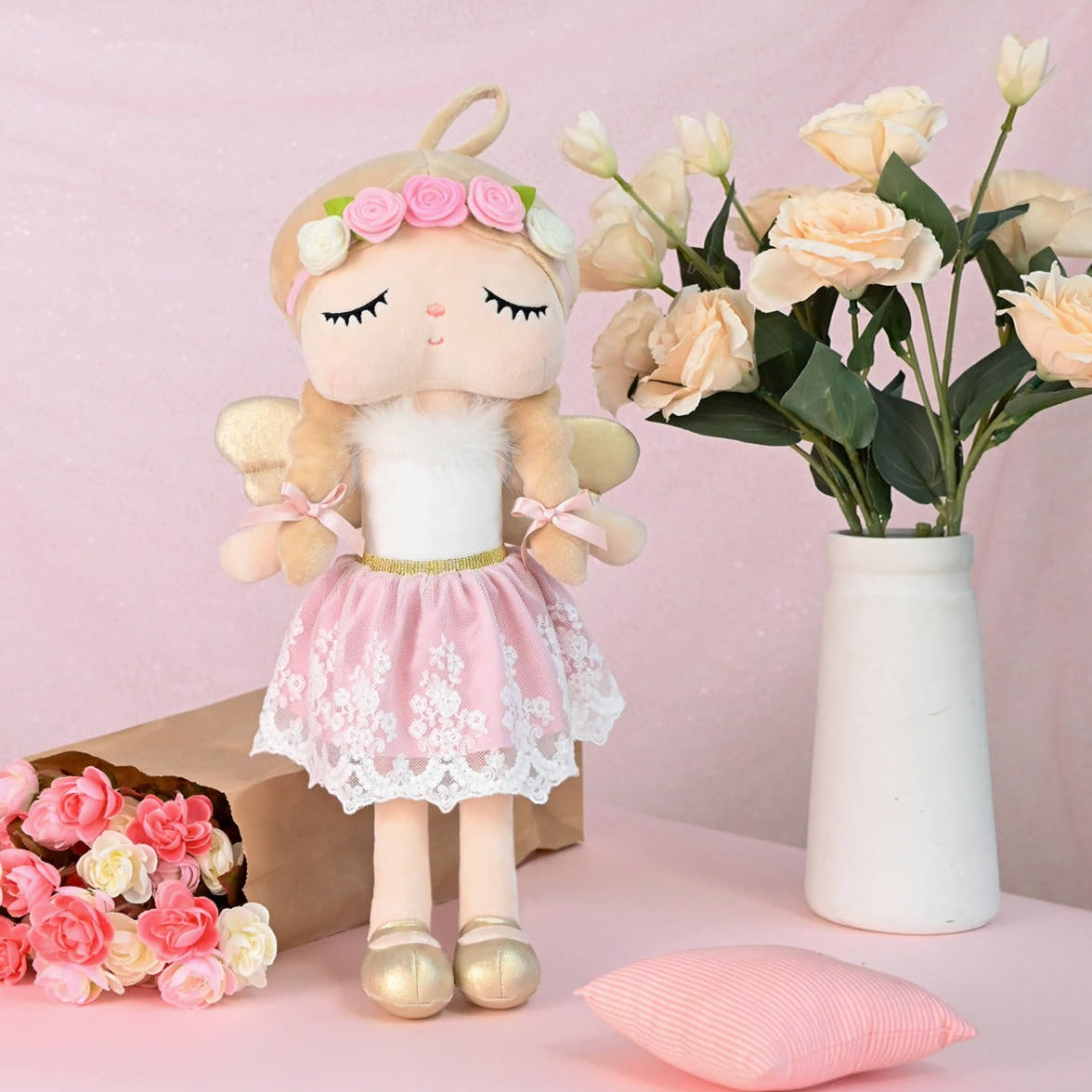 Personalisierte Metoo Engelspuppe mit Blumen, 48cm